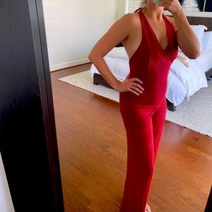 Burnt Orange halter jumpsuit